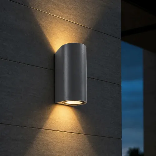 kelvo® MURANO KLV-101-0016 Φωτιστικό Τοίχου / Απλίκα για 2 Λάμπες MR16 με Ντουί GU10 AC 220-240V Αδιάβροχο IP65 - Γκρι Ανθρακί Ματ - Μ8 x Π8 x Υ15cm