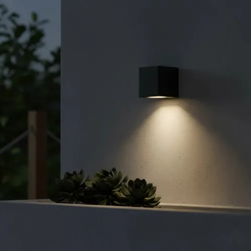 kelvo® BURANO KLV-101-0018 Φωτιστικό Τοίχου / Απλίκα για Λάμπα MR16 με Ντουί GU10 AC 220-240V Αδιάβροχο IP65 - Μαύρο Ματ - Μ8 x Π8 x Υ7cm