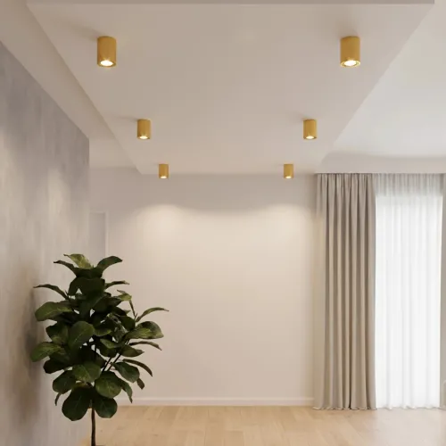 kelvo® AKIRA KLV-101-0027 Κινούμενο Φωτιστικό Downlight Σποτ για Λάμπα MR16 με Ντουί GU10 AC 220-240V IP20 - Χρυσό Βούρτσας - Μ8 x Π8 x Υ10cm