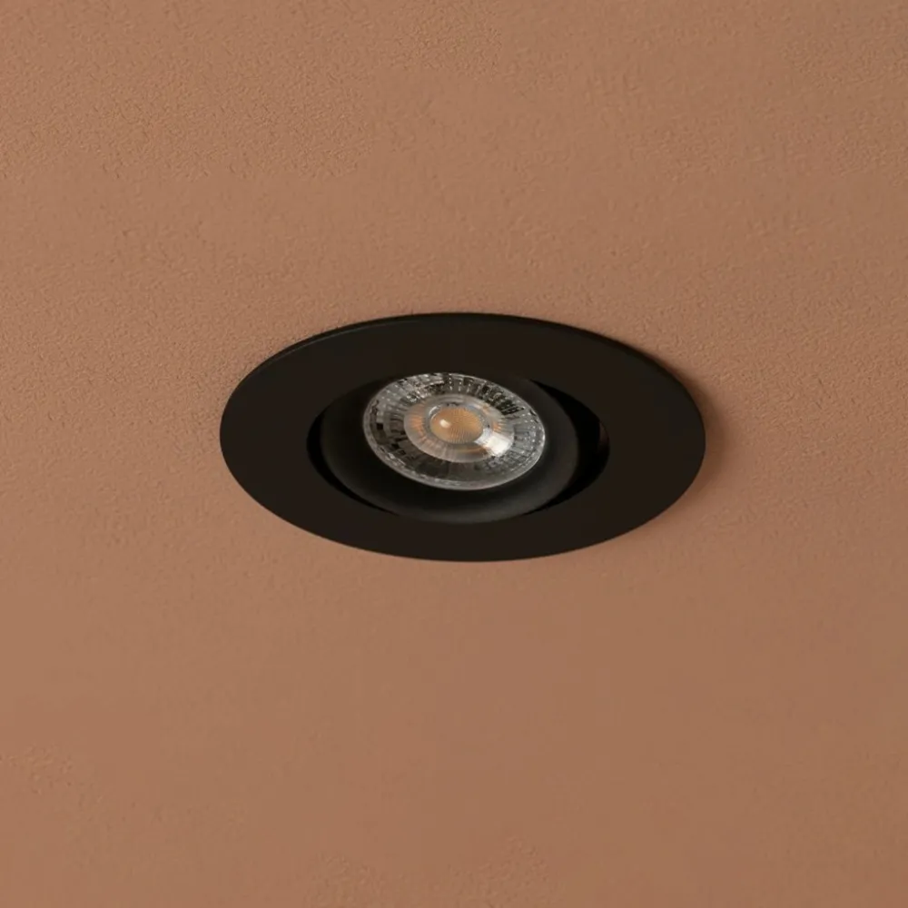 kelvo® OMEGA KLV-101-0036 Χωνευτό Κινούμενο Φωτιστικό Downlight Σποτ για Λάμπα MR16 με Ντουί GU10 AC 220-240V IP20 - Μαύρο Ματ - Μ10.5 x Π10.5 x Υ2.2cm / Q7.5cm