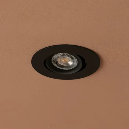 kelvo® OMEGA KLV-101-0036 Χωνευτό Κινούμενο Φωτιστικό Downlight Σποτ για Λάμπα MR16 με Ντουί GU10 AC 220-240V IP20 - Μαύρο Ματ - Μ10.5 x Π10.5 x Υ2.2cm / Q7.5cm