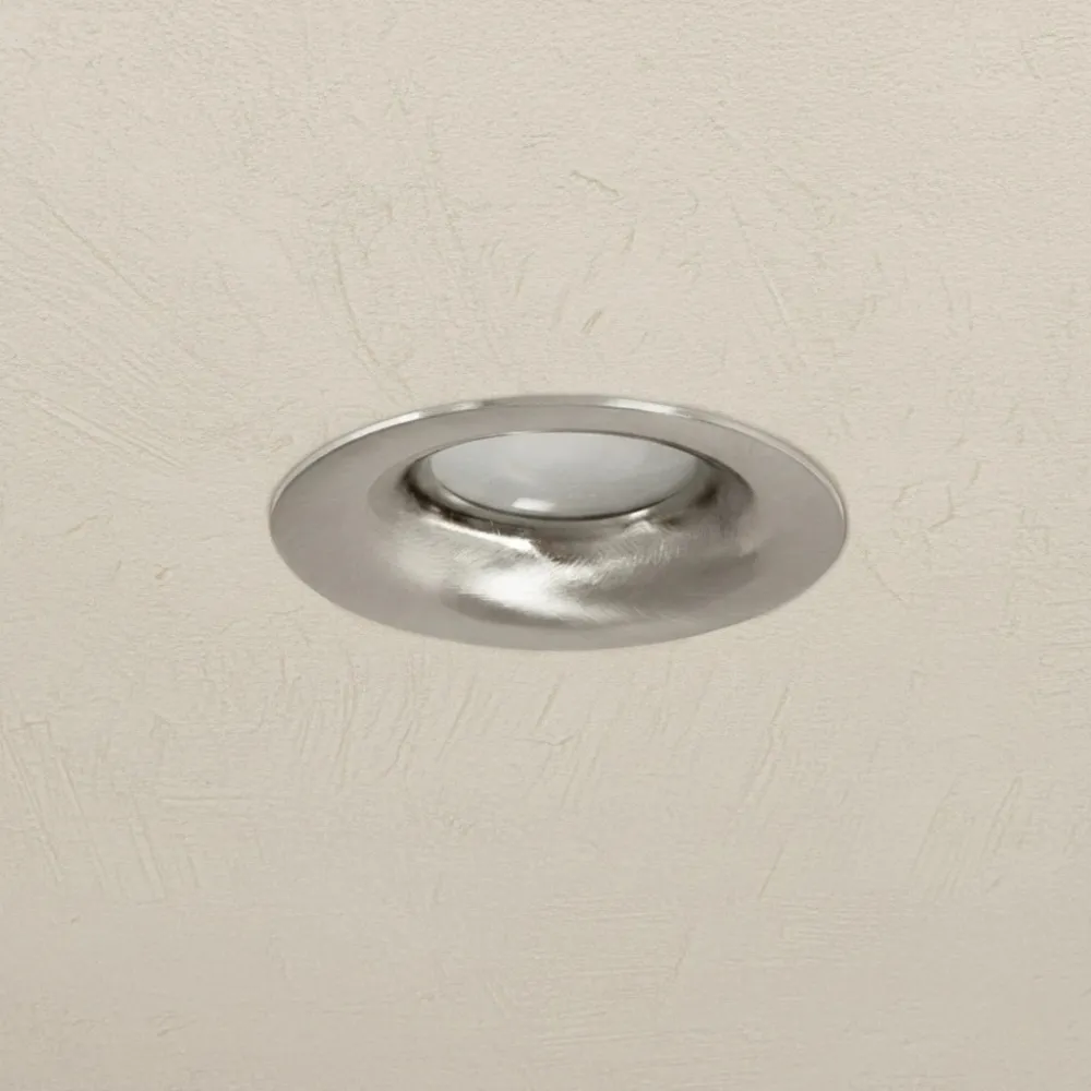 kelvo® LAMDA KLV-101-0046 Χωνευτό Φωτιστικό Downlight Σποτ Μπάνιου για Λάμπα MR16 με Ντουί GU10 AC 220-240V Αδιάβροχο IP65 - Νίκελ Βούρτσας - Μ8.5 x Π8.5 x Υ3.5cm / Q7.5cm
