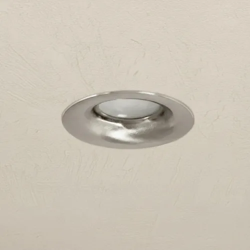 kelvo® LAMDA KLV-101-0046 Χωνευτό Φωτιστικό Downlight Σποτ Μπάνιου για Λάμπα MR16 με Ντουί GU10 AC 220-240V Αδιάβροχο IP65 - Νίκελ Βούρτσας - Μ8.5 x Π8.5 x Υ3.5cm / Q7.5cm