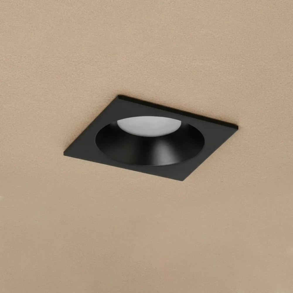 kelvo® EPSILON KLV-101-0047 Χωνευτό Φωτιστικό Downlight Σποτ Μπάνιου για Λάμπα MR16 με Ντουί GU10 AC 220-240V Αδιάβροχο IP65 - Μαύρο Ματ - Μ8.5 x Π8.5 x Υ4.4cm / Q7.5cm x 7.5cm