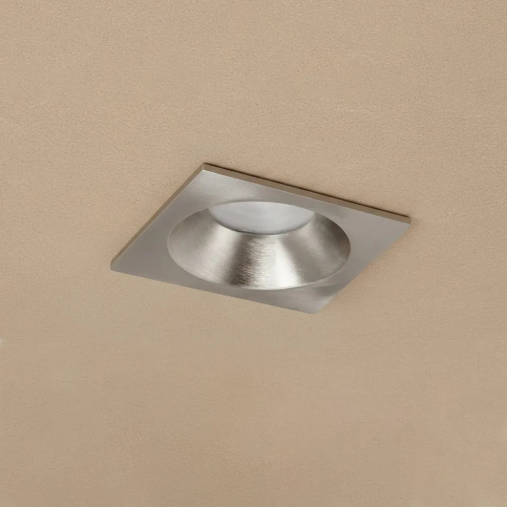 kelvo® EPSILON KLV-101-0049 Χωνευτό Φωτιστικό Downlight Σποτ Μπάνιου για Λάμπα MR16 με Ντουί GU10 AC 220-240V Αδιάβροχο IP65 - Νίκελ Βούρτσας - Μ8.5 x Π8.5 x Υ4.4cm / Q7.5cm x 7.5cm