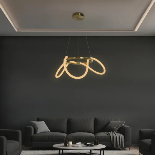 kelvo® GLOW KLV-101-0162 Κρεμαστό Φωτιστικό Οροφής LED 36W 3600lm 360° AC 220-240V IP20 Ρυθμιζόμενο Λευκό CCT με Χειριστήριο από 2700K έως 6000K Dimmable - Lumileds SMD Chip - Χρυσό Πλατίνα - Μ70 x Π70 x Υ40cm - 3 Χρόνια Εγγύηση
