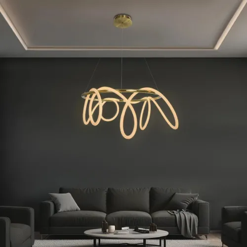 kelvo® GLOW KLV-101-0164 Κρεμαστό Φωτιστικό Οροφής LED 69W 6900lm 360° AC 220-240V IP20 Ρυθμιζόμενο Λευκό CCT με Χειριστήριο από 2700K έως 6000K Dimmable - Lumileds SMD Chip - Χρυσό Πλατίνα - Μ100 x Π100 x Υ40cm - 3 Χρόνια Εγγύηση
