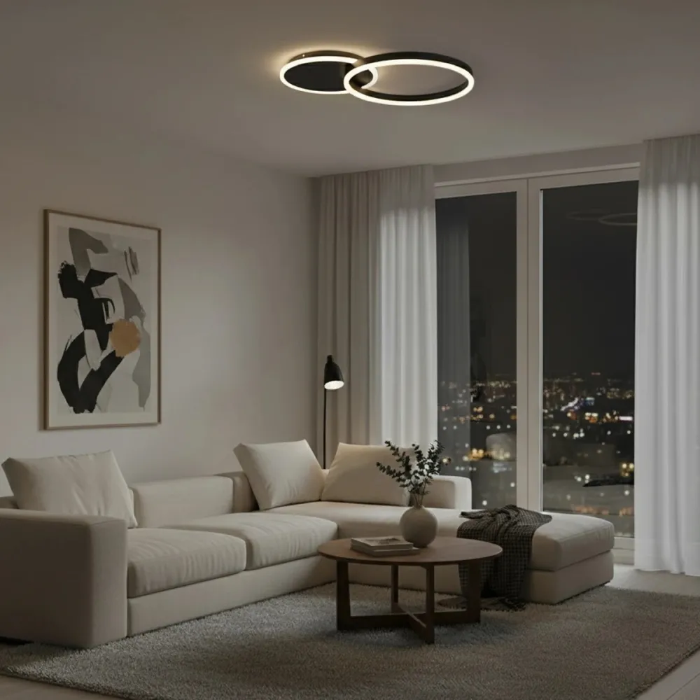 kelvo® VENOM KLV-101-0181 Φωτιστικό Οροφής LED 45W 4500lm 360° AC 220-240V IP20 Ρυθμιζόμενο Λευκό CCT με Χειριστήριο από 2700K έως 6000K Dimmable - Lumileds SMD Chip - Μαύρο Ματ - Μ60 x Π40 x Υ7.5cm - 3 Χρόνια Εγγύηση