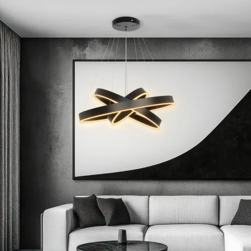 kelvo® VENOM KLV-101-0199-V2 Κρεμαστό Φωτιστικό Οροφής LED 120W 12000lm 120° AC 220-240V IP20 Ρυθμιζόμενο Λευκό CCT με Χειριστήριο από 2700K έως 6000K Dimmable - Lumileds SMD Chip - Μαύρο Ματ - Μ80 x Π80 x Υ80cm - 3 Χρόνια Εγγύηση