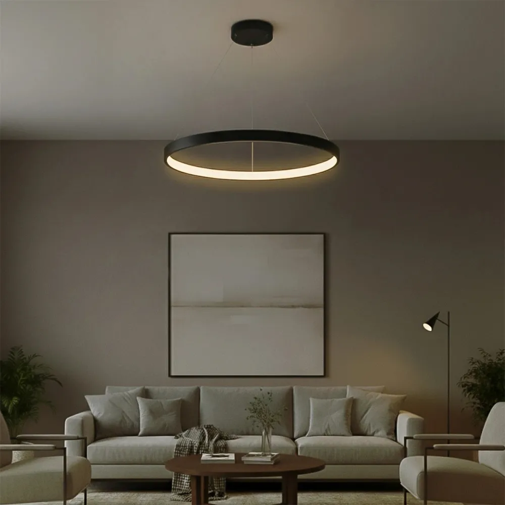 kelvo® NEMESIS KLV-101-0211 Κρεμαστό Φωτιστικό Οροφής LED 67W 6700lm 180° AC 220-240V IP20 Ρυθμιζόμενο Λευκό CCT με Χειριστήριο από 2700K έως 6000K Dimmable - Lumileds SMD Chip - Μαύρο Ματ - Μ80 x Π80 x Υ4cm - 3 Χρόνια Εγγύηση
