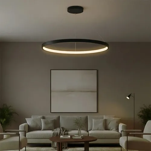 kelvo® NEMESIS KLV-101-0214 Κρεμαστό Φωτιστικό Οροφής LED 75W 7500lm 180° AC 220-240V IP20 Ρυθμιζόμενο Λευκό CCT με Χειριστήριο από 2700K έως 6000K Dimmable - Lumileds SMD Chip - Μαύρο Ματ - Μ100 x Π100 x Υ4cm - 3 Χρόνια Εγγύηση