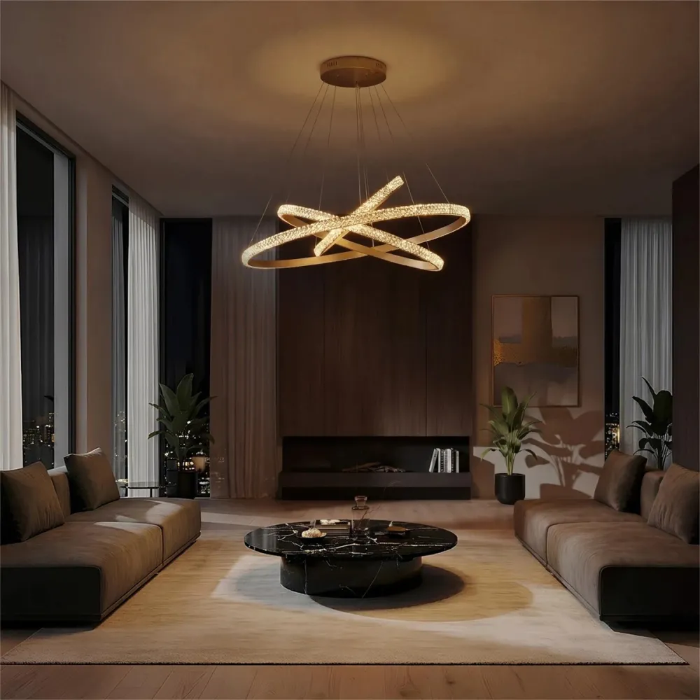 kelvo® DIAMOND KLV-101-0240-V2 Κρεμαστό Φωτιστικό Οροφής LED 120W 12000lm 180° AC 220-240V IP20 Ρυθμιζόμενο Λευκό CCT με Χειριστήριο από 2700K έως 6000K Dimmable - Lumileds SMD Chip - Χρυσό Πλατίνα - Μ80 x Π80 x Υ80cm - 3 Χρόνια Εγγύηση