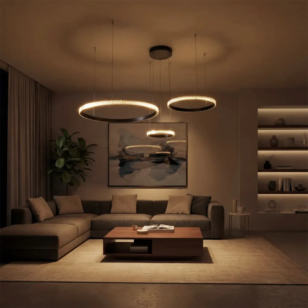 kelvo® DIAMOND KLV-101-0243 Κρεμαστό Φωτιστικό Οροφής LED 100W 10000lm 180° AC 220-240V IP20 Ρυθμιζόμενο Λευκό CCT με Χειριστήριο από 2700K έως 6000K Dimmable - Lumileds SMD Chip - Μαύρο Ματ - Μ110 x Π110 x Υ60cm - 3 Χρόνια Εγγύηση