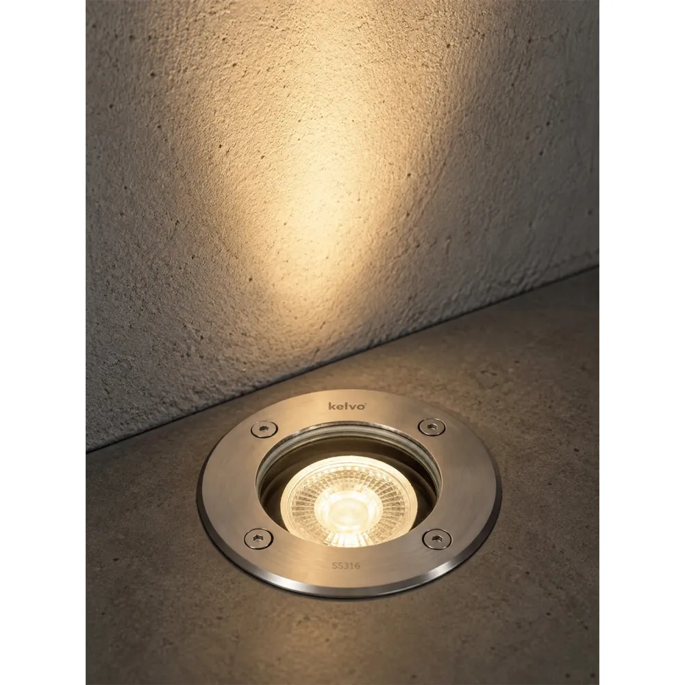 kelvo® KERIA KLV-101-0275 Χωνευτό Φωτιστικό Σποτ Δαπέδου για Λάμπα MR16 με Ντουί GU10 AC 220-240V Αδιάβροχο IP68 IK09 - Ανοξείδωτο Ατσάλι SS316 - Μ11 x Π11 x Υ11.5cm / Q10.4cm