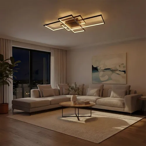 kelvo® QUADRA KLV-101-0296 Φωτιστικό Οροφής LED 120W 12000lm 120° AC 220-240V IP20 Ρυθμιζόμενο Λευκό CCT με Χειριστήριο από 2700K έως 6000K Dimmable - Lumileds SMD Chip - Μαύρο Ματ - Μ105 x Π60 x Υ9cm - 3 Χρόνια Εγγύηση