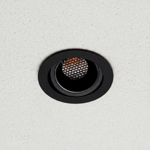 kelvo® LEO KLV-101-0311 Χωνευτό Κινούμενο Φωτιστικό Downlight Σποτ με Honeycomb Anti-Glare Reflector LED 10W 1250lm 38° AC 220-240V IP20 Θερμό Λευκό 2700K - Bridgelux COB Chip & TÜV SÜD Driver - Μαύρο Ματ - Μ8.5 x Π8.5 x Υ6.6cm / Q7.5cm - 5 Χρόνια Εγγ