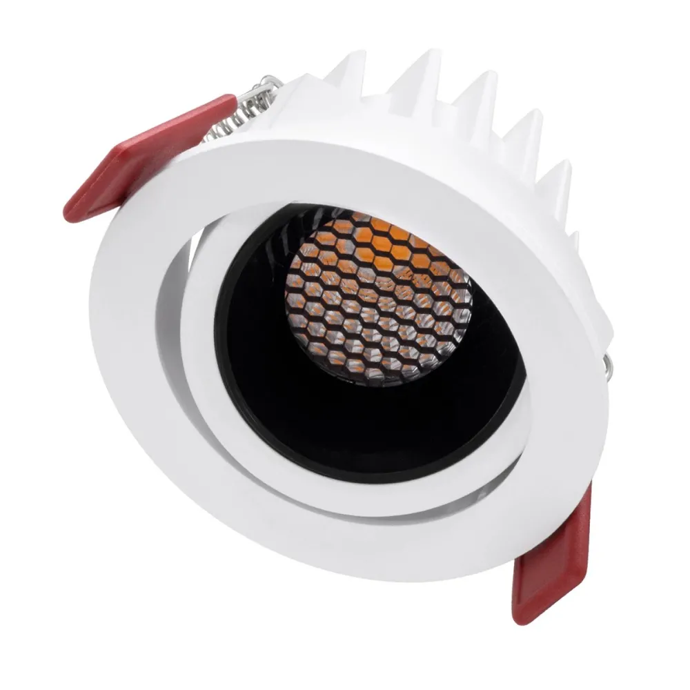 kelvo® LEO KLV-101-0312 Χωνευτό Κινούμενο Φωτιστικό Downlight Σποτ με Honeycomb Anti-Glare Reflector LED 10W 1250lm 38° AC 220-240V IP20 Θερμό Λευκό 2700K - Bridgelux COB Chip & TÜV SÜD Driver - Λευκό & Μαύρο Ματ - Μ8.5 x Π8.5 x Υ6.6cm / Q7.5cm - 