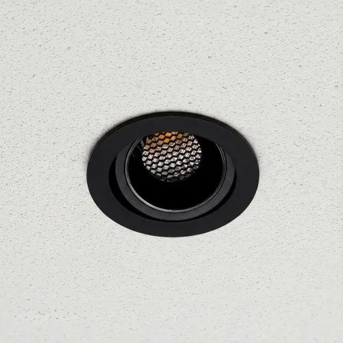 kelvo® LEO KLV-101-0314 Χωνευτό Κινούμενο Φωτιστικό Downlight Σποτ με Honeycomb Anti-Glare Reflector LED 10W 1300lm 38° AC 220-240V IP20 Φυσικό Λευκό 4500K - Bridgelux COB Chip & TÜV SÜD Driver - Μαύρο Ματ - Μ8.5 x Π8.5 x Υ6.6cm / Q7.5cm - 5 Χρόνια Εγ