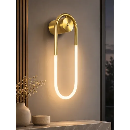 kelvo® LYRA KLV-101-0503 Φωτιστικό Τοίχου / Απλίκα LED 18W 1800lm 360° AC 220-240V IP20 Ρυθμιζόμενο Λευκό CCT με Διακόπτη στο Driver 2700K/4500K/6000K Triac Dimmable - Lumileds SMD Chip & ENEC/TÜV Driver - Σατινέ Χρυσό Βούρτσας - Μ20 x Π16 x Υ60cm - 5