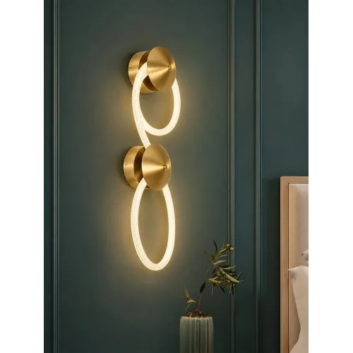 kelvo® LASSO KLV-101-0505 Φωτιστικό Τοίχου / Απλίκα LED 32W 3200lm 360° AC 220-240V IP20 Ρυθμιζόμενο Λευκό CCT με Διακόπτη στο Driver 2700K/4500K/6000K Triac Dimmable - Lumileds SMD Chip & ENEC/TÜV Driver - Σατινέ Χρυσό Βούρτσας - Μ25 x Π12 x Υ75cm - 