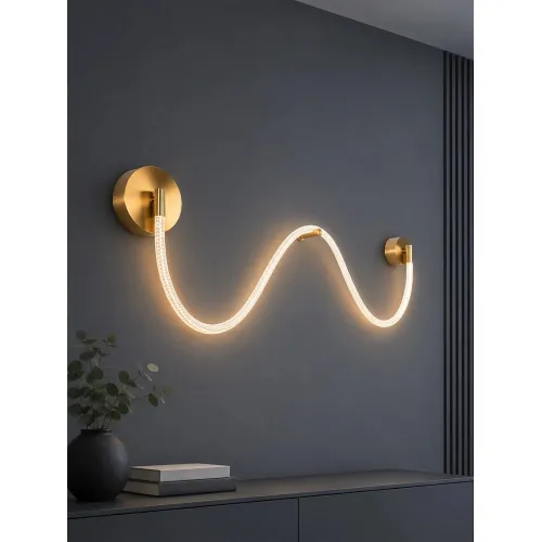 kelvo® LASSO KLV-101-0506 Φωτιστικό Τοίχου / Απλίκα LED 32W 3200lm 360° AC 220-240V IP20 Ρυθμιζόμενο Λευκό CCT με Διακόπτη στο Driver 2700K/4500K/6000K Triac Dimmable - Lumileds SMD Chip & ENEC/TÜV Driver - Σατινέ Χρυσό Βούρτσας - Μ120 x Π8 x Υ35cm - 