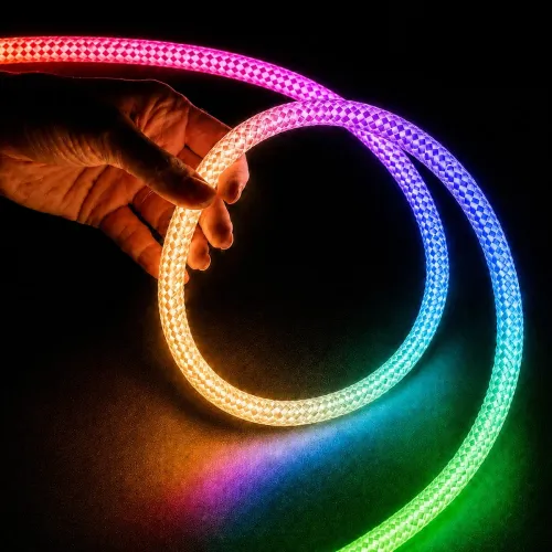 kelvo® GLOWFLEX KLV-101-0515 Ψηφιακή Pixel Addressable Ταινία Neon Flex με Πλεκτή Υφασμάτινη Επένδυση LED 14W/m 840lm/m 360° DC 24V Αδιάβροχο IP65 120 x SMD5054 Chip/m Πολύχρωμο RGB+WW Dimmable SPI/TTL Protocol IC TM1814 - Sanan SMD Chip - Μ1000 x Π2.2 x 