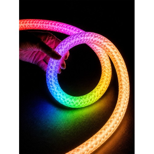 kelvo® GLOWFLEX KLV-101-0518 Ψηφιακή Pixel Addressable Ταινία Neon Flex με Πλεκτή Υφασμάτινη Επένδυση LED 14W/m 840lm/m 360° DC 24V Αδιάβροχο IP65 120 x SMD5054 Chip/m Πολύχρωμο RGB+WW Dimmable SPI/TTL Protocol IC TM1814 - Sanan SMD Chip - Μ1000 x Π3.5 x 