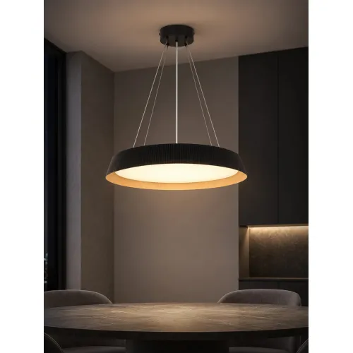 kelvo® LUMORA KLV-101-0579 Κρεμαστό Φωτιστικό Οροφής LED 36W 3600lm 120° AC 220-240V IP20 Ρυθμιζόμενο Λευκό CCT με Διακόπτη στο Driver 2700K/4500K/6000K Triac Dimmable - Lumileds SMD Chip & ENEC/TÜV Driver - Μαύρο Ματ & Εφέ Ξύλου - Μ53 x Π53 x Υ7c