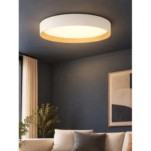 kelvo® RONDO KLV-101-0589-V2 Φωτιστικό Οροφής LED 36W 3600lm 120° AC 220-240V IP20 Ρυθμιζόμενο Λευκό CCT με Διακόπτη στο Driver 2700K/4500K/6000K Triac Dimmable - Lumileds SMD Chip & ENEC/TÜV Driver - Λευκό Ματ & Εφέ Ξύλου - Μ50 x Π50 x Υ7cm - 5 Χ