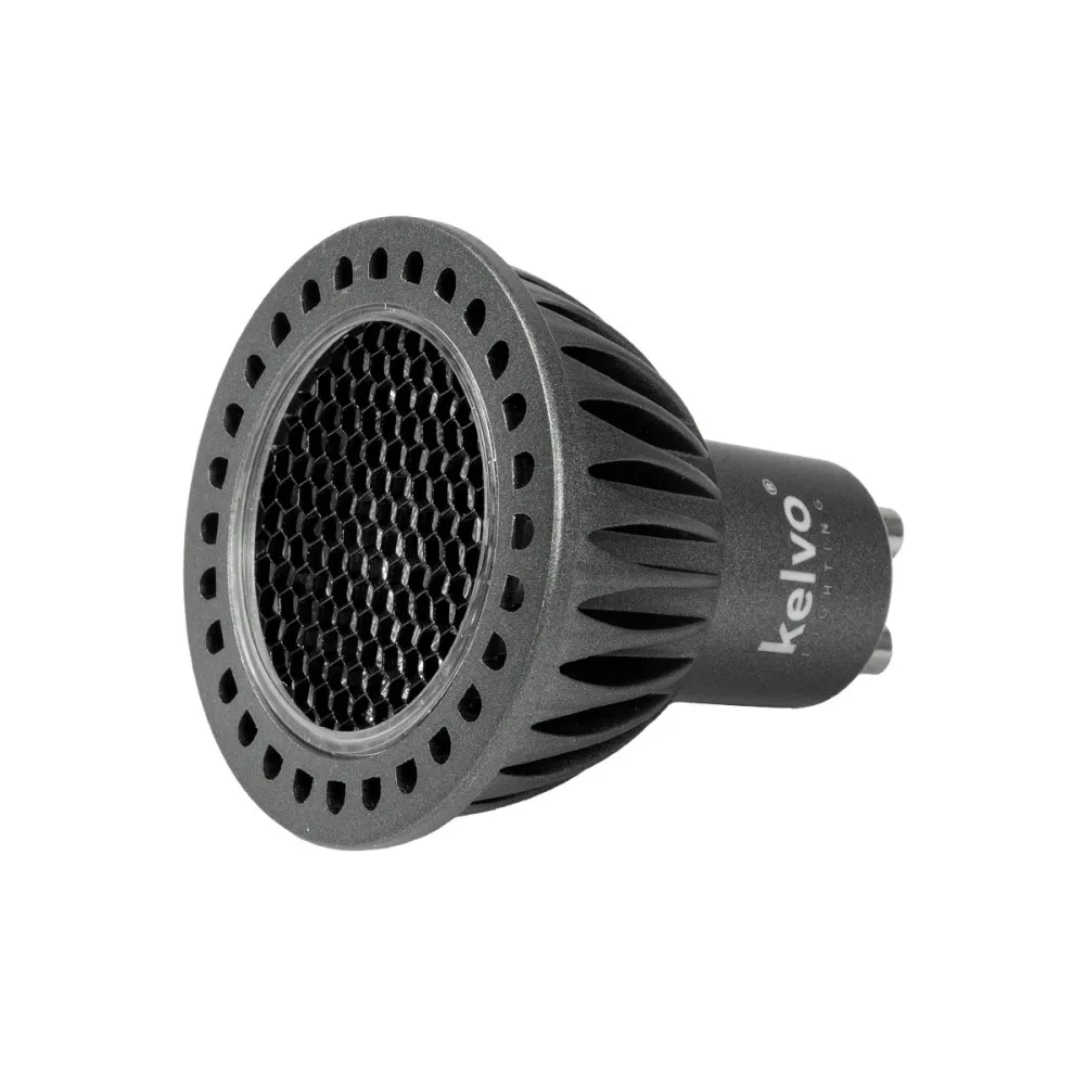 kelvo® KYRON DARK 36° KLV-103-0008 Σποτ GU10 MR16 με Honeycomb Anti-Glare Reflector LED 7W 770lm CRI (Ra) ≥ 90 36° AC 220-240V IP20 Θερμό Λευκό 2700K Dimmable - Bridgelux COB Chip - Γκρι Ανθρακί & Μαύρο Ματ - Μ5 x Π5 x Υ5.7cm - 3 Χρόνια Εγγύηση