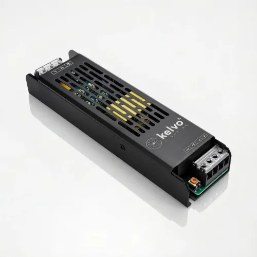 kelvo® ILUMA KLV-107-0008 Slim Τροφοδοτικό/Μετασχηματιστής Class I PELV 150W 12.5A AC 220-240V σε DC 12V IP20 - Γκρι Ανθρακί Ματ - Μ18.1 x Π4.8 x Υ2.8cm - 5 Χρόνια Εγγύηση