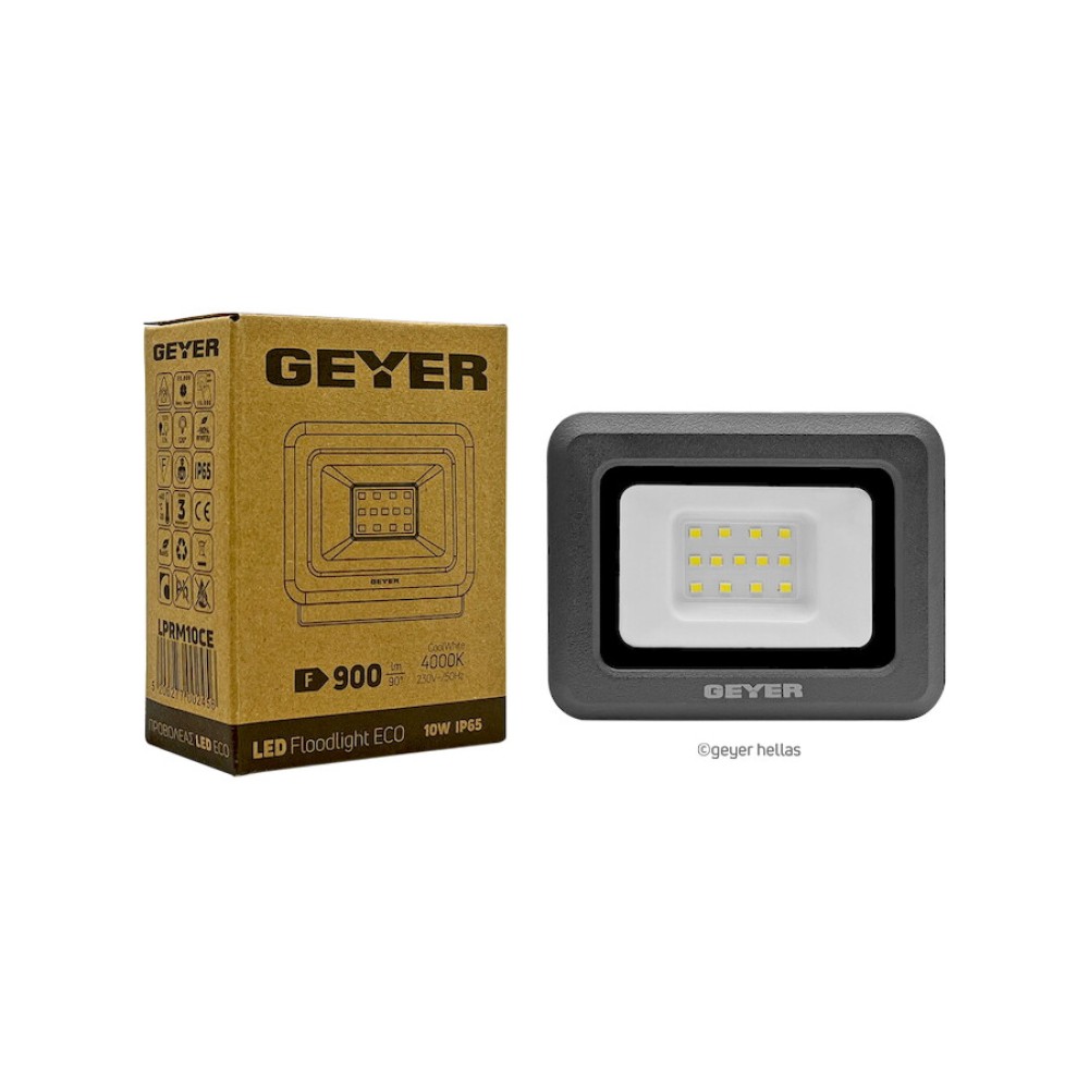 GEYER Προβολέας led μαύρος 10W 4000K 900LM LPRM10CE