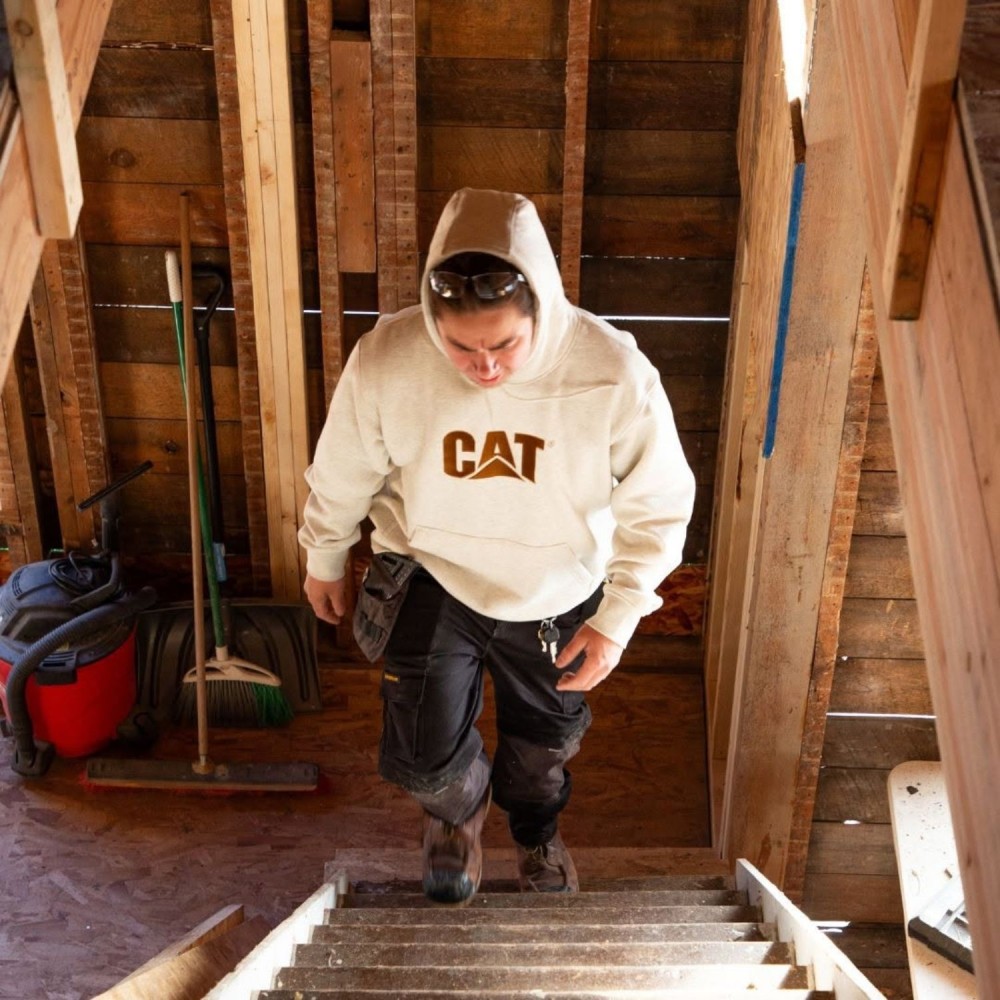 CAT Μπλούζα φούτερ με κουκούλα trademark κρεμ/μπεζ 2XL 1050048