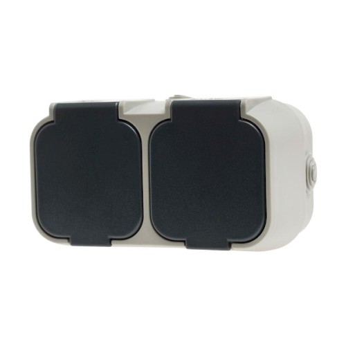 GEYER Πρίζα διπλή IP54 H2-B52GM γκρι
