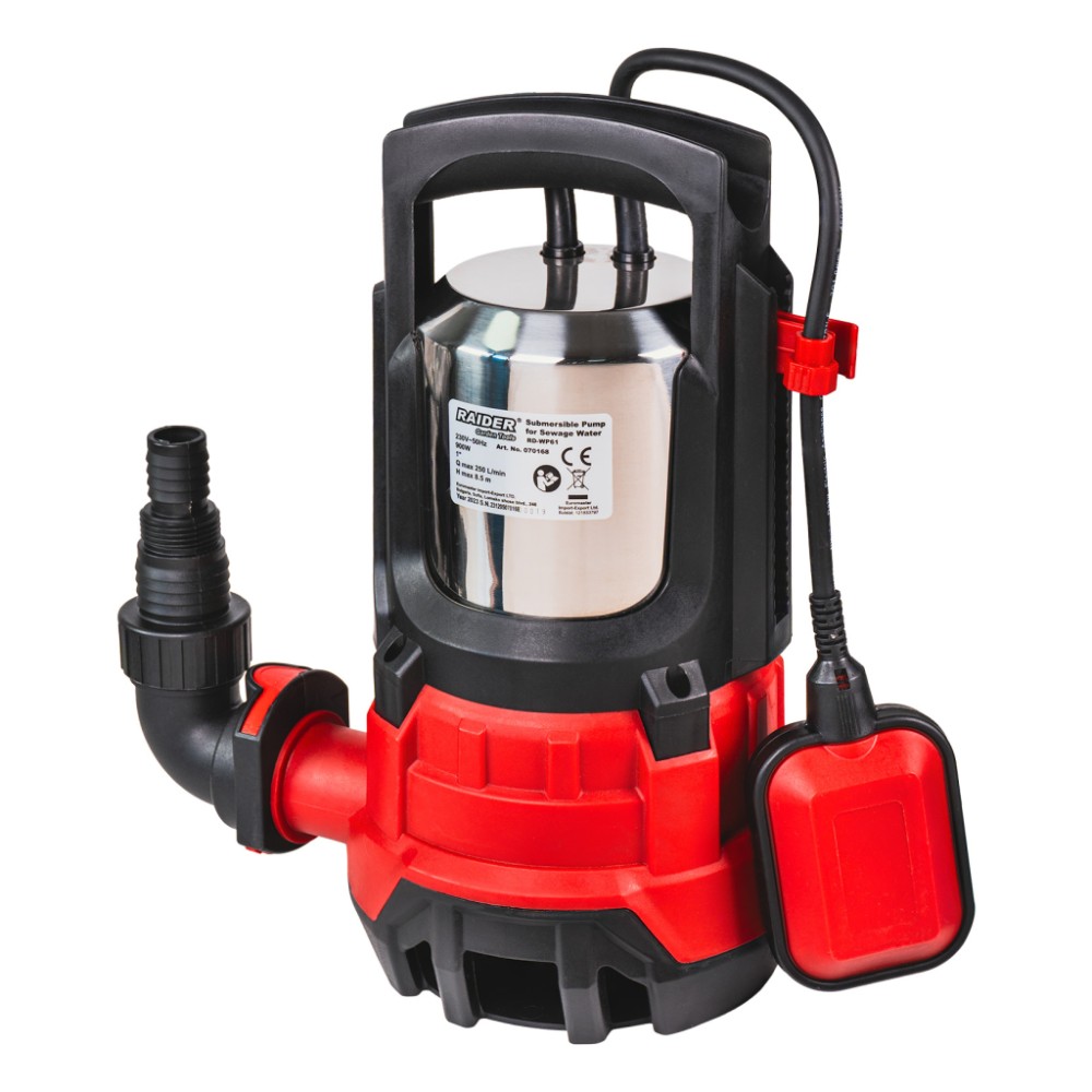 RAIDER Αντλία υποβρύχια ακαθάρτων inox RD-WP61 900W 1"max  250L/min 8,5m 070168
