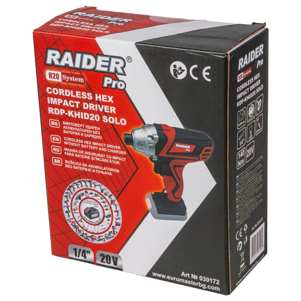 RAIDER R20 Solo Παλμικό κατσαβίδι 20V 1/4'' 140Nm RDP-KHID20 030172
