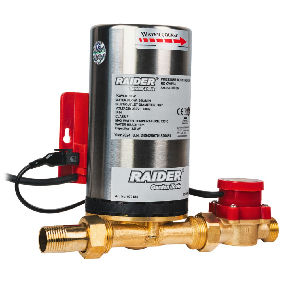 RAIDER Πιεστικό 90W 3/4" 20L/min 10m INOX 1,2m RD-CWP84 070184