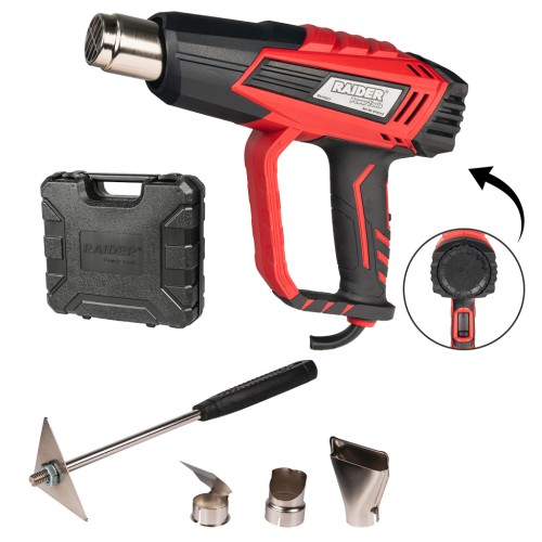 RAIDER Πιστόλι θερμού αέρα 2000W και αξεσουάρ σε βαλίτσα RD-HG27 074315