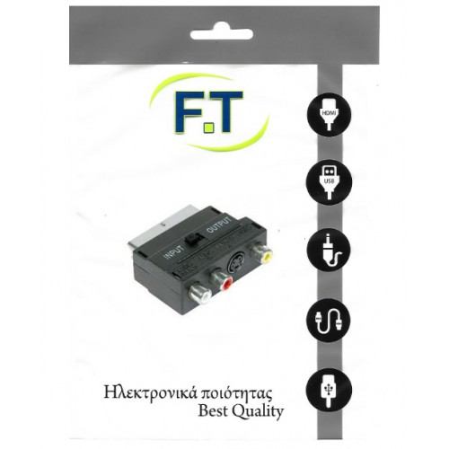 Μετατροπέας Scart με 3 x RCA Θυλ. και Διακόπτη Input / Output