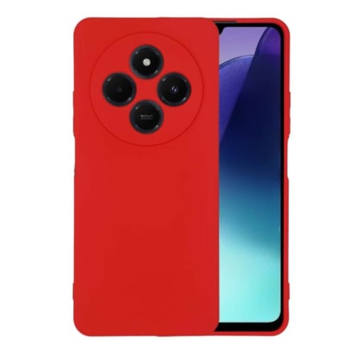 Θήκη TPU Σιλικόνης με Υφασμάτινη Επένδυση για Xiaomi Redmi 14C / Poco C75 - Κόκκινη