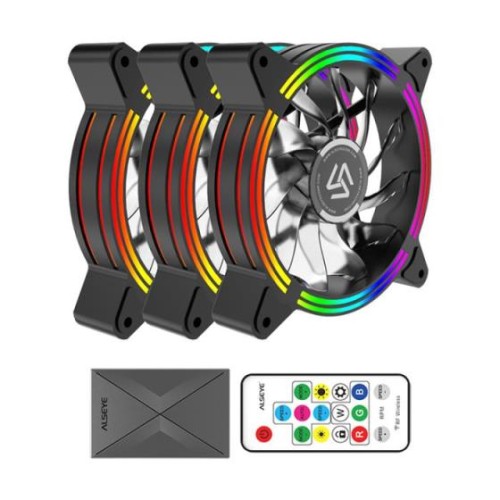 Alseye HALO 4.0 Case Cooler 12cm RGB-Fan x 3 kit και Controller με Τηλεχειριστήριο
