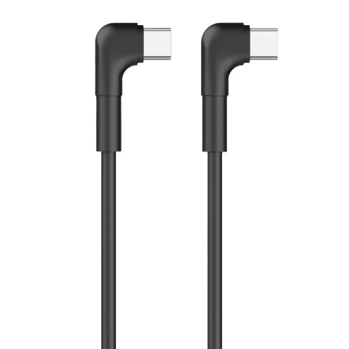 Γωνιακό Καλώδιο Φόρτισης MAXLIFE Type C σε Type C 60W 1 Μέτρο - Μαύρο