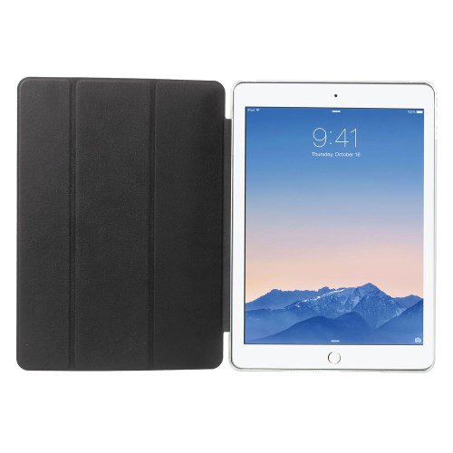 Θήκη Book Trifold με Διάφανη Πλάτη και Βάση Στήριξης για iPad 9.7 2017 / 2018 / Air / Air 2 - Μαύρη