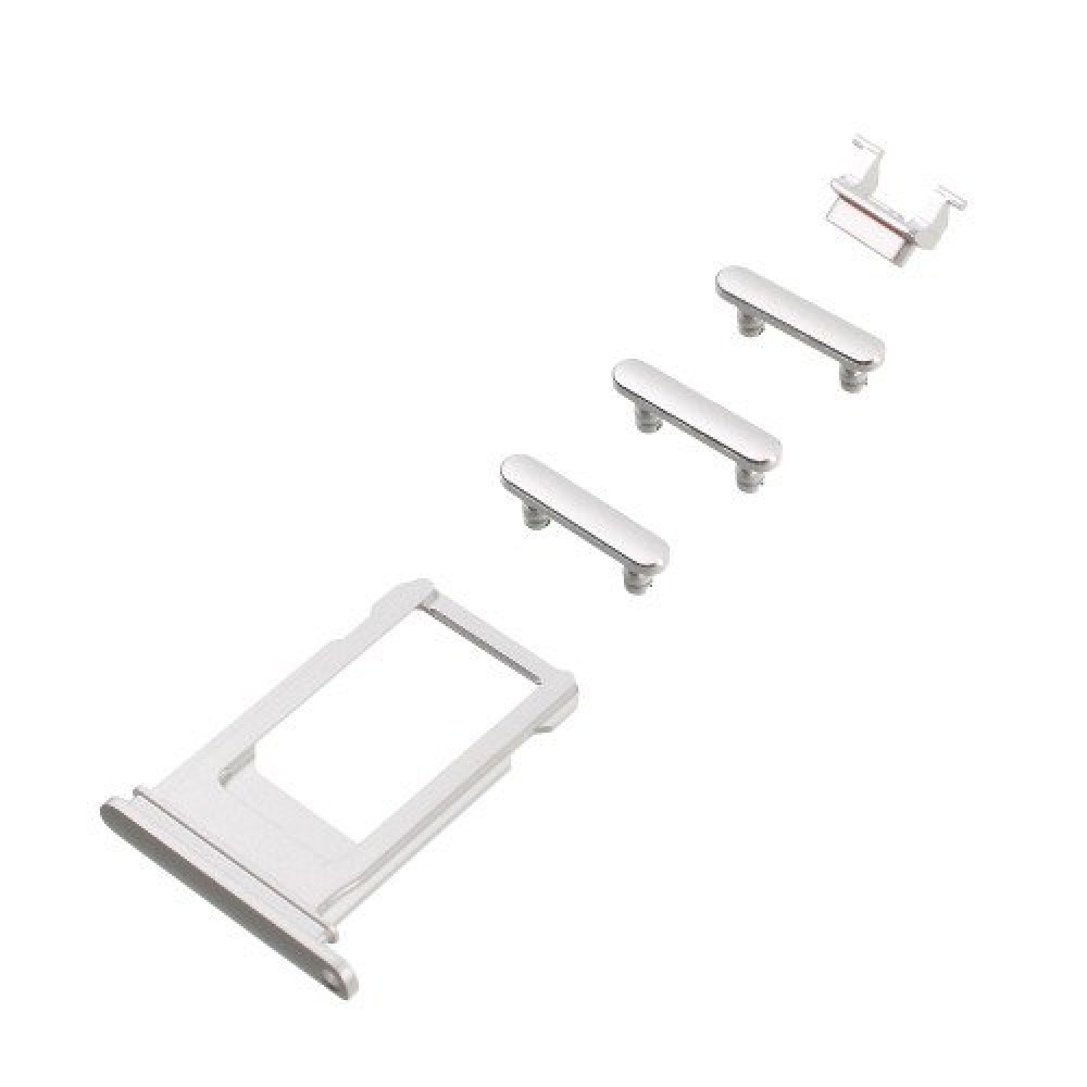 Σετ Εξωτερικών Κουμπιών (Mute / Power / Volume Buttons / SIM Card Tray) για iPhone 7 - Ασημί