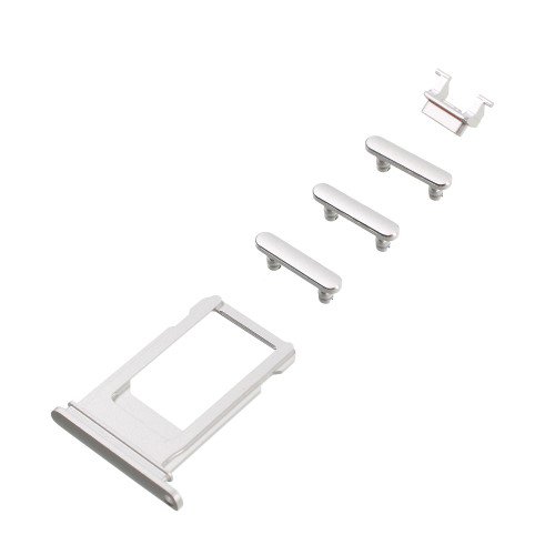 Σετ Εξωτερικών Κουμπιών (Mute / Power / Volume Buttons / SIM Card Tray) για iPhone 7 - Ασημί