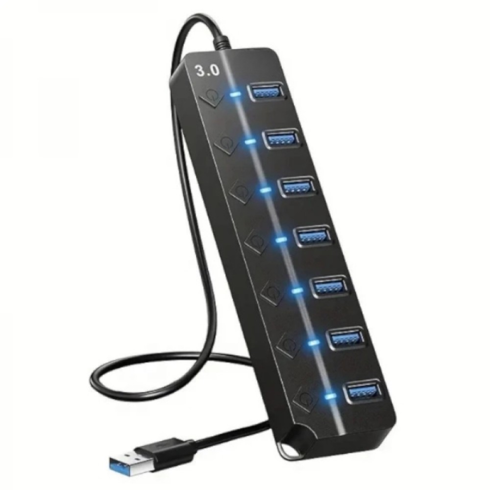 Green Lyca Hub USB-A με 7 Θύρες USB-A (6 x USB 2.0 / 1 x USB 3.0) - Μαύρο