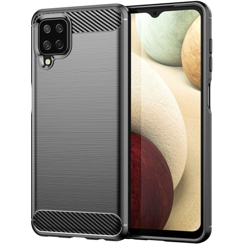 Θήκη TPU Σιλικόνης Carbon Fiber Style για Samsung Galaxy A12 / M12 - Μαύρο