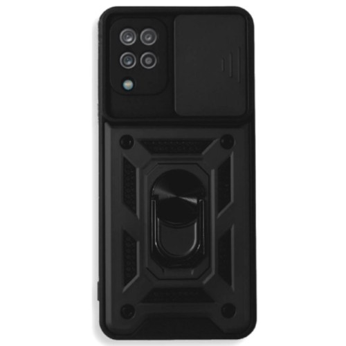 Σκληρή Θήκη Armor με Βάση Στήριξης Δαχτυλίδι για Samsung Galaxy A12 / M12 - Μαύρη