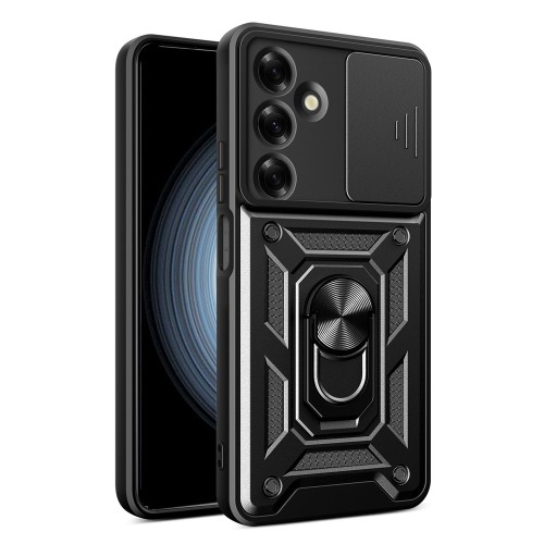 Σκληρή Θήκη Armor με Βάση Στήριξης Δαχτυλίδι για Samsung Galaxy A37 - Μαύρη