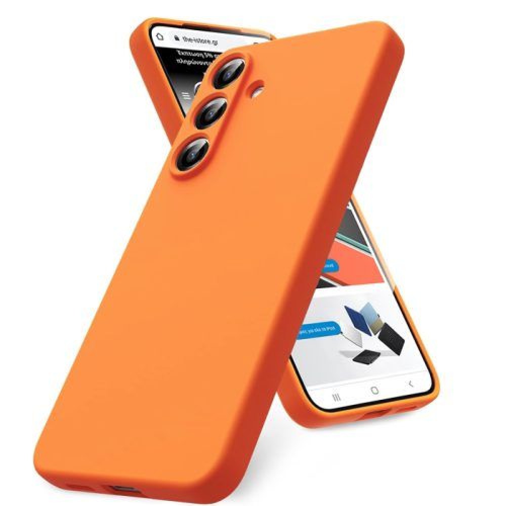 Θήκη TPU Σιλικόνης με Υφασμάτινη Επένδυση για Samsung Galaxy A57 - Πορτοκαλί
